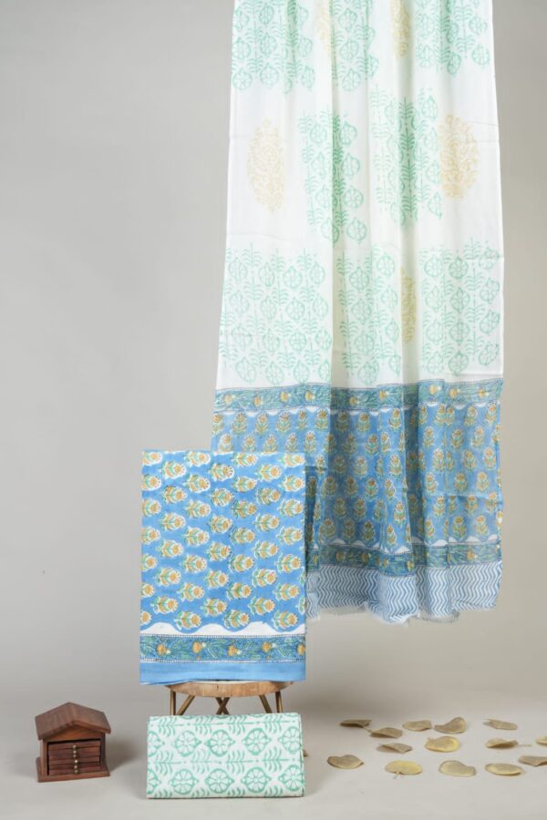 Block Print Cotton Suit With Cotton Dupatta