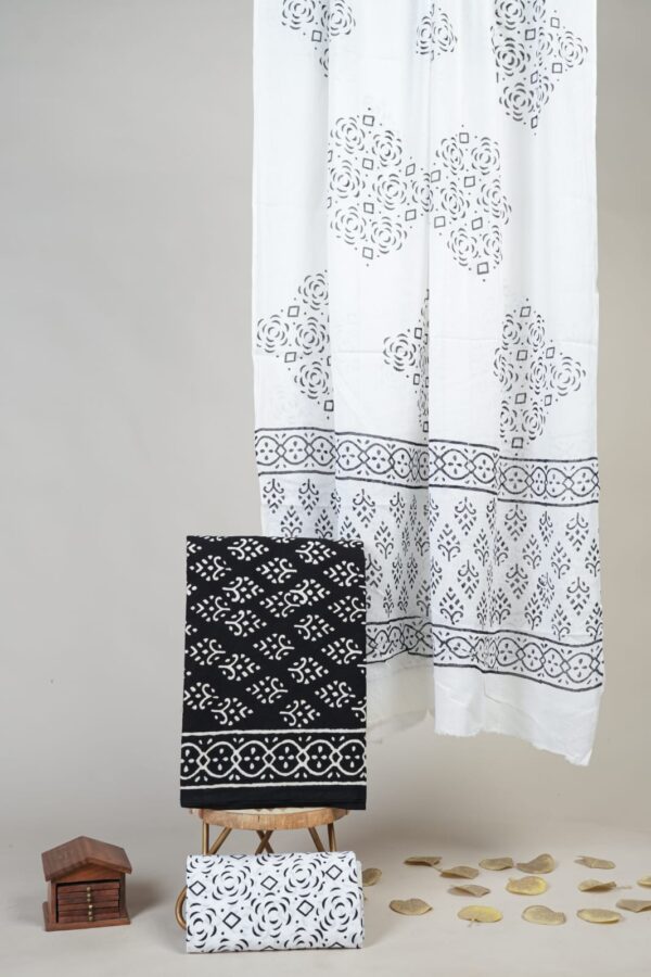Block Print Cotton Suit With Cotton Dupatta