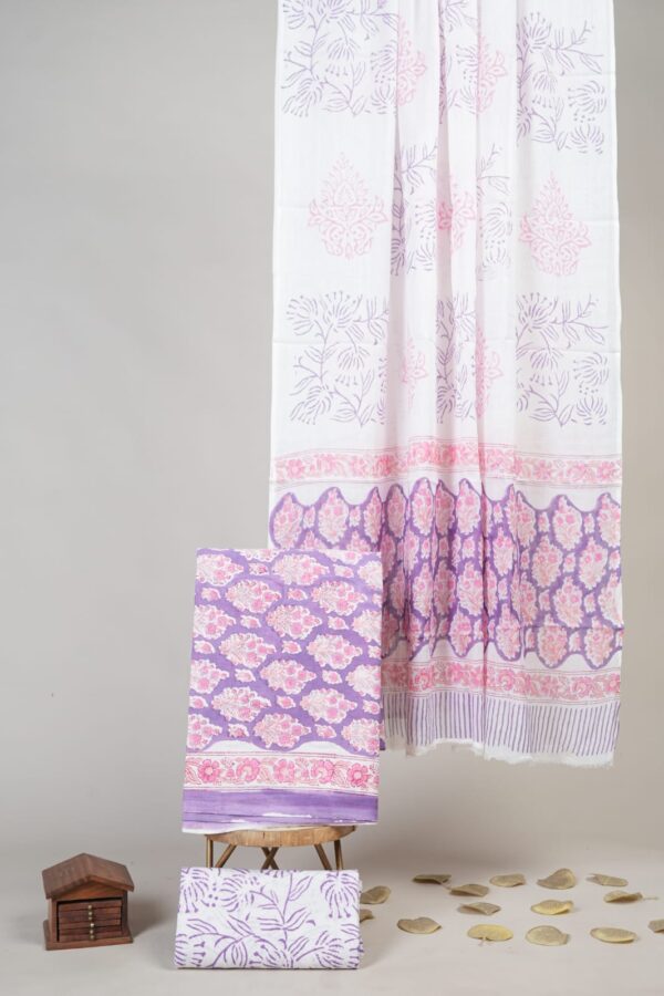 Block Print Cotton Suit With Cotton Dupatta