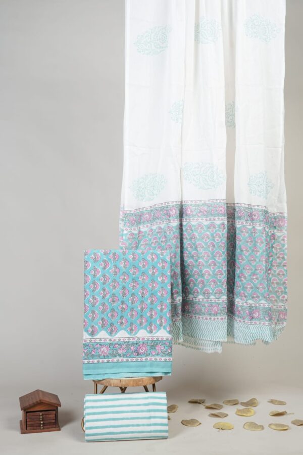 Block Print Cotton Suit With Cotton Dupatta