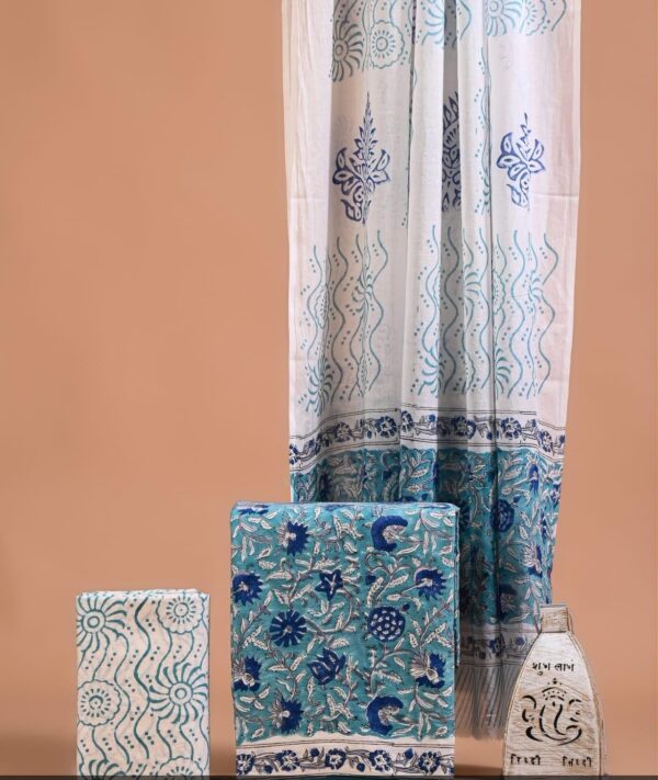 Block Print Cotton Suit With Cotton Dupatta