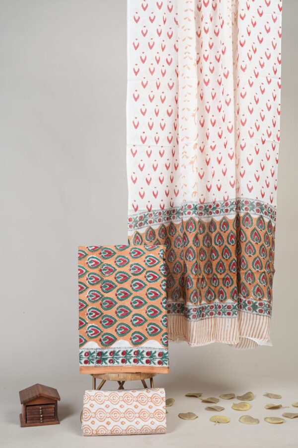 Block Print Cotton Suit With Cotton Dupatta