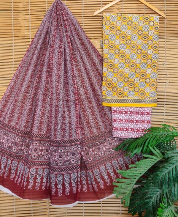 Jaipuri Print Cotton Suit With Cotton Dupatta