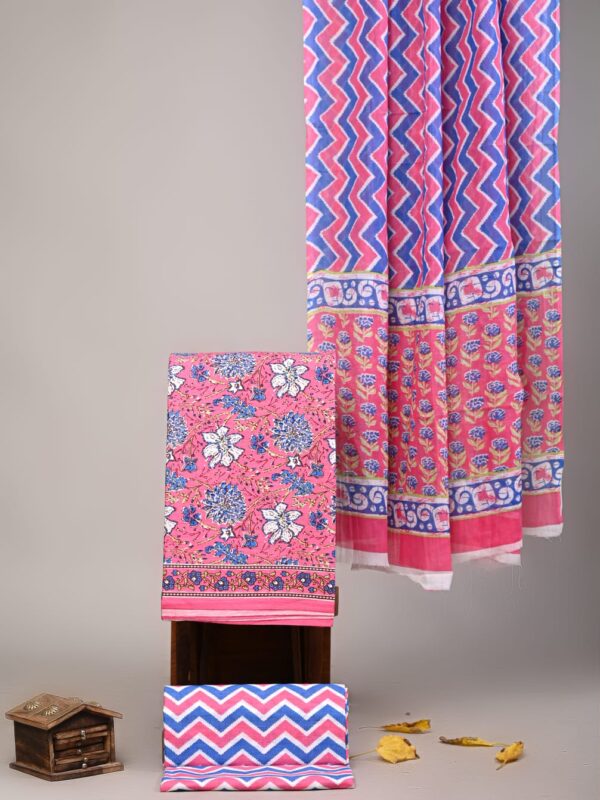 Jaipuri Print Cotton Suit With Cotton Dupatta