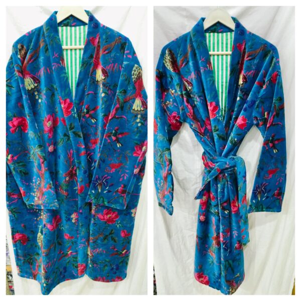 Jaipuri Print Cotton Velvet Robe