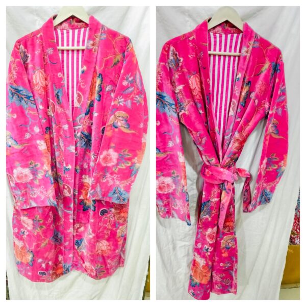 Jaipuri Print Cotton Velvet Robe