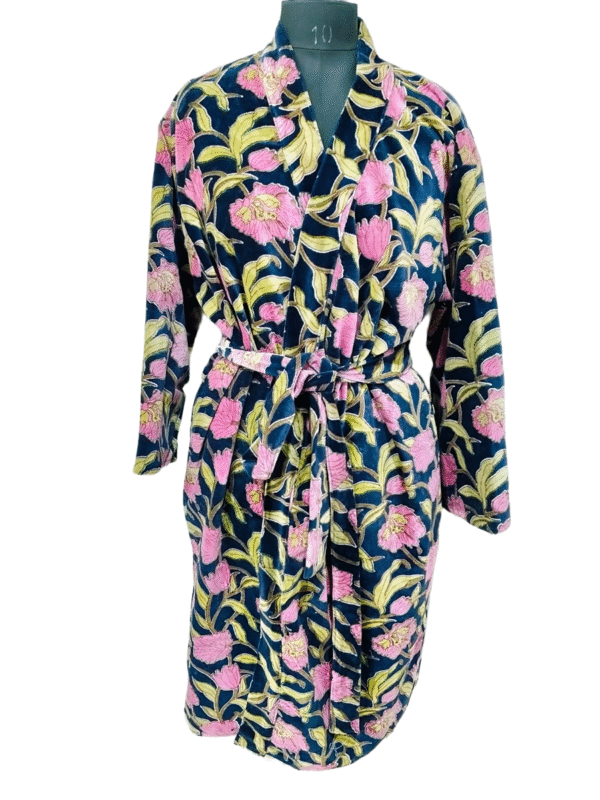 Jaipuri Print Cotton Velvet Robe