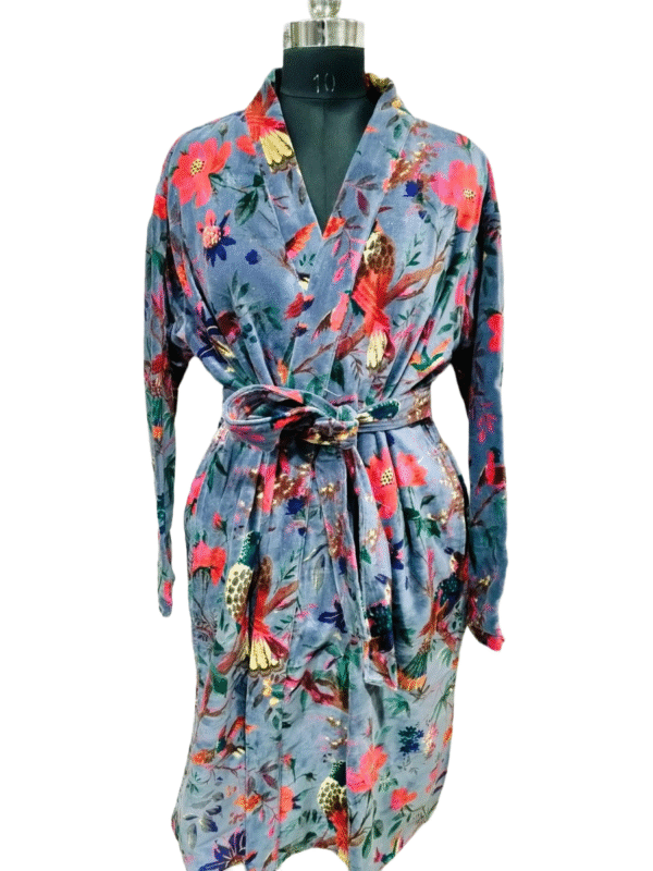 Jaipuri Print Cotton Velvet Robe