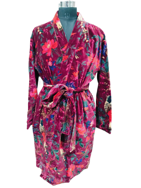 Jaipuri Print Cotton Velvet Robe