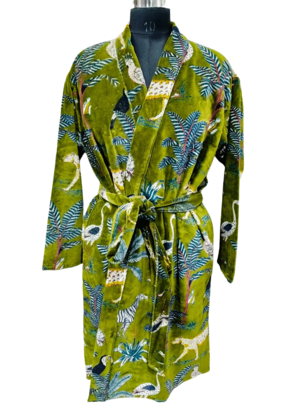Jaipuri Print Cotton Velvet Robe