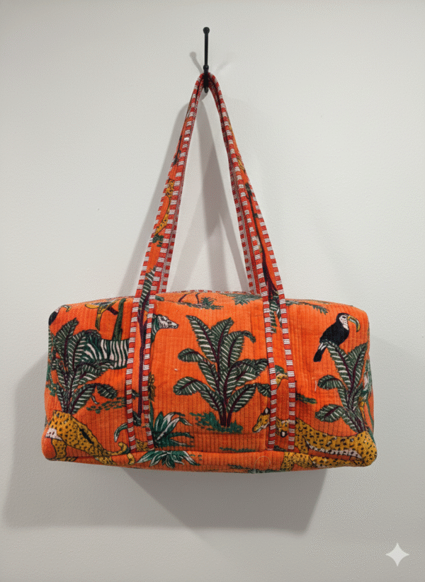 Jaipuri Print Velvet Duffel Long Bag