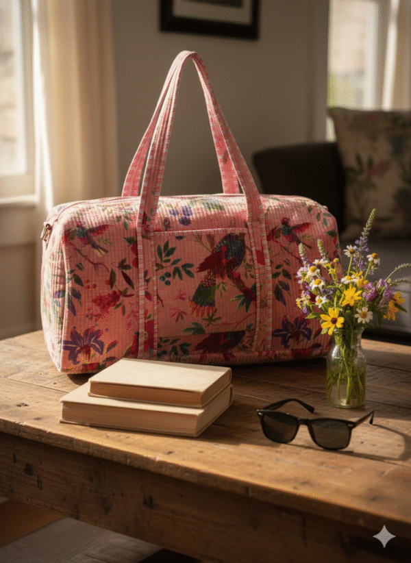 Jaipuri Print Velvet Duffel Long Bag