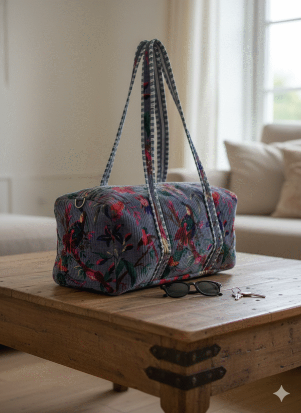 Jaipuri Print Velvet Duffel Long Bag