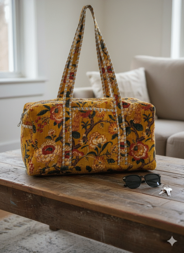 Jaipuri Print Velvet Duffel Long Bag