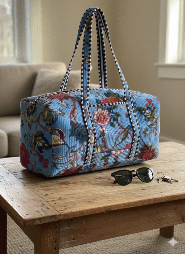 Jaipuri Print Velvet Duffel Long Bag
