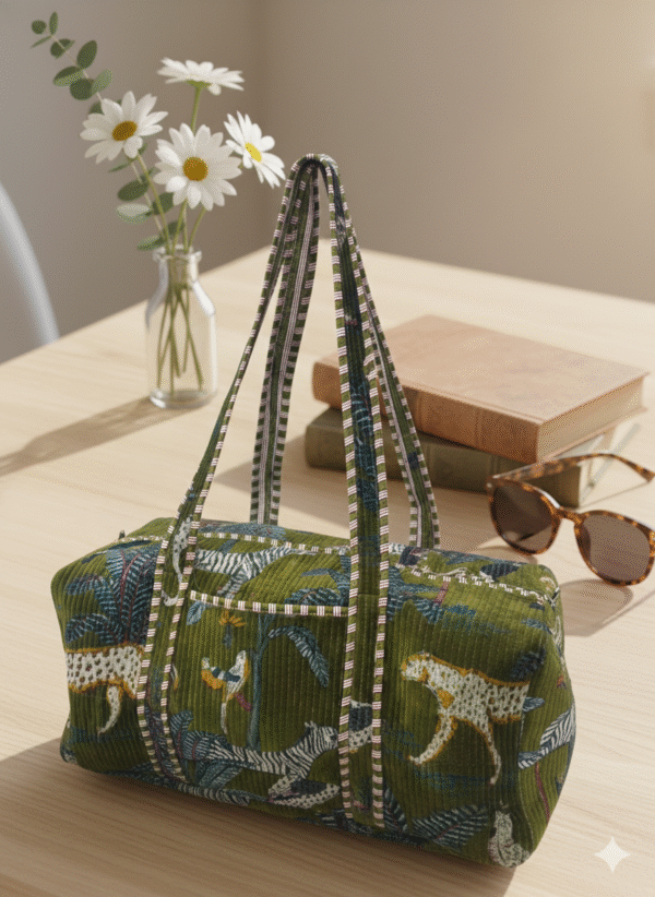 Jaipuri Print Velvet Duffel Long Bag