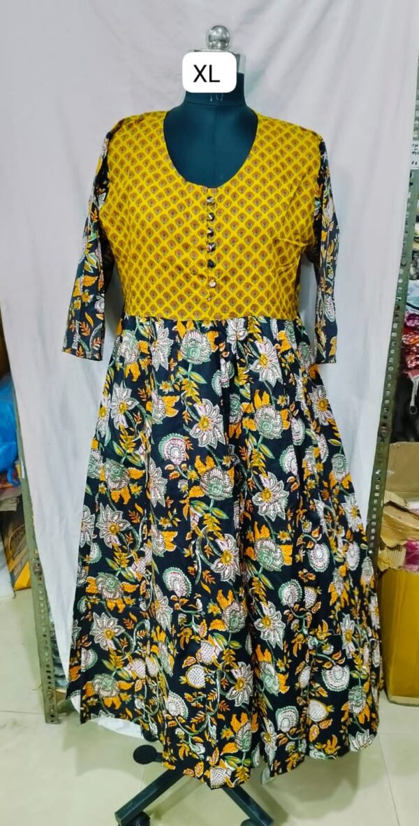 Jaipuri Print Cotton Long Dress Kurti