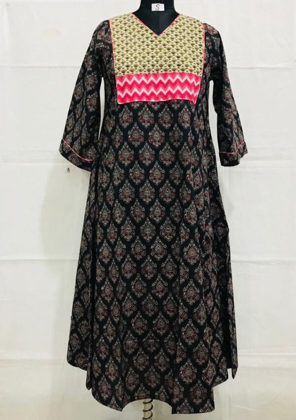 Jaipuri Print Cotton Long Dress Kurti