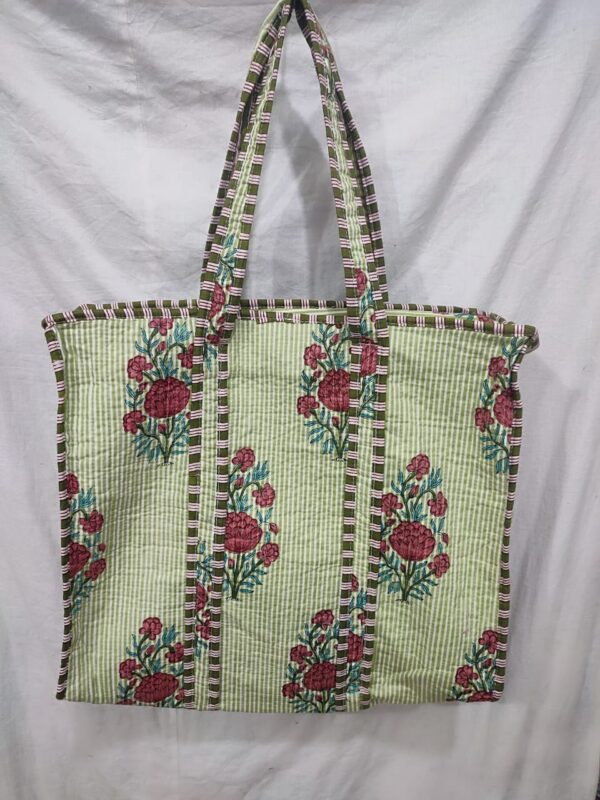 Jaipuri Print Cotton Quilted Tote Bag