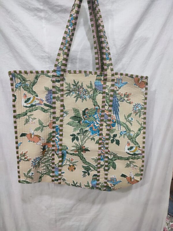 Jaipuri Print Cotton Quilted Tote Bag