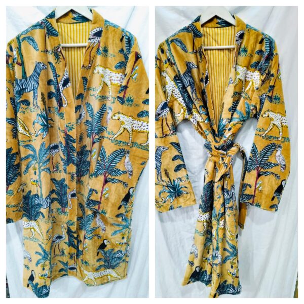 Jaipuri Print Cotton Velvet Robe