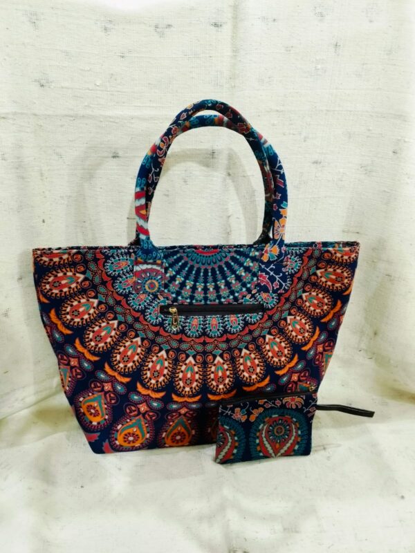 Mandala Tote Zip Bag With 1 Small Bag
