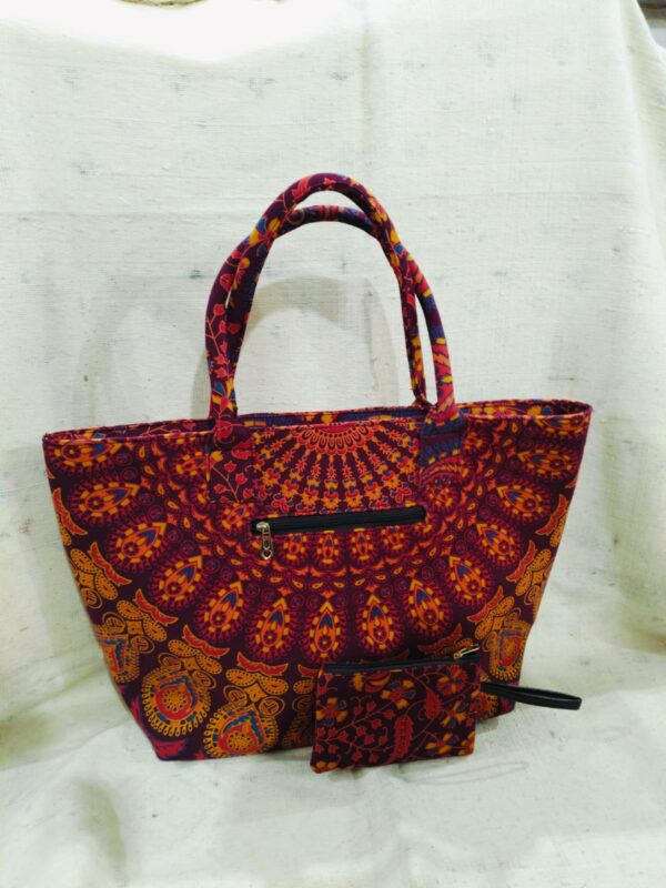 Mandala Tote Zip Bag With 1 Small Bag