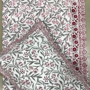 Block Print Percale Bed Sheet With 2 Pillows