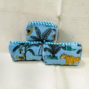 Jaipuri Print Velvet Makeup Bag