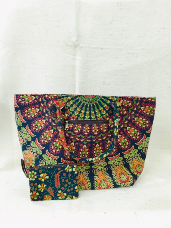 Mandala Tote Zip Bag With 1 Small Bag