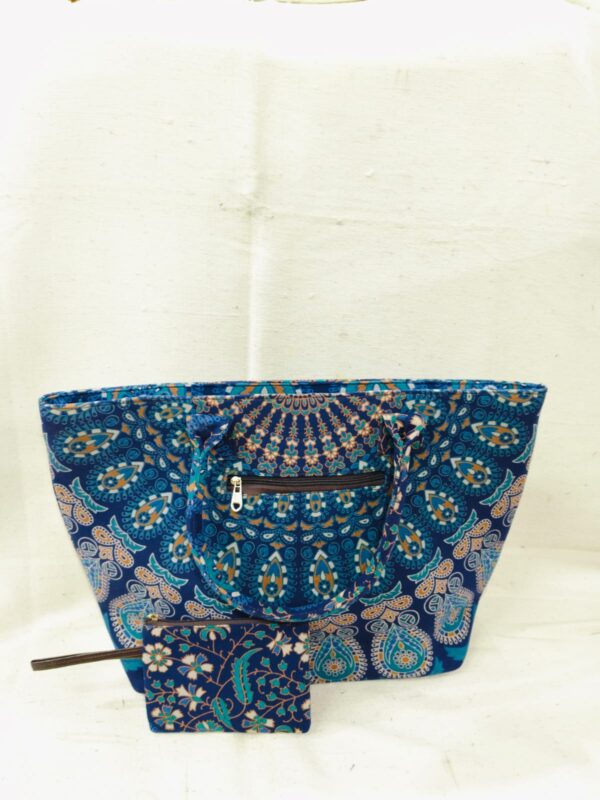 Mandala Tote Zip Bag With 1 Small Bag