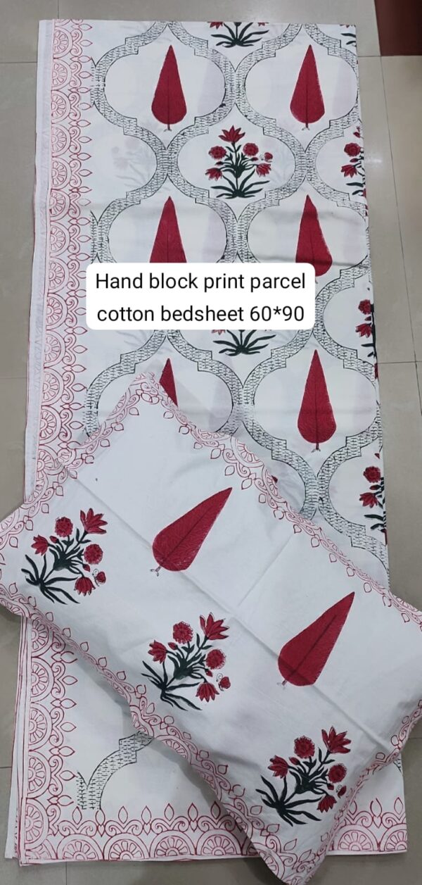 Block Print Percale Bed Sheet With 2 Pillows