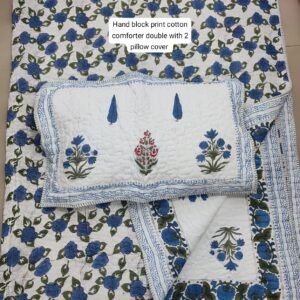 Block Print Comforter With 2 Pillows