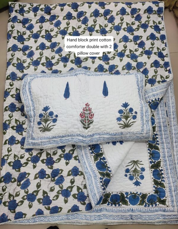 Block Print Comforter With 2 Pillows