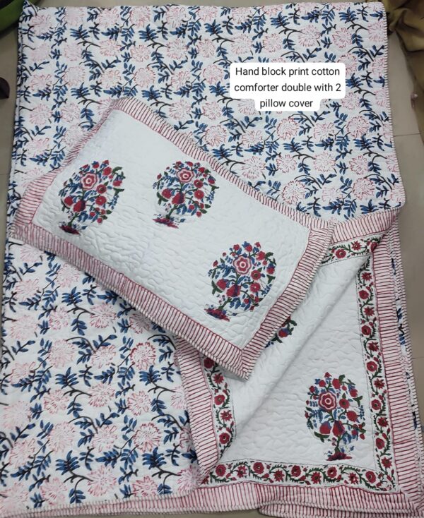 Block Print Comforter With 2 Pillows
