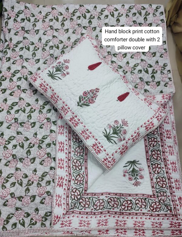 Block Print Comforter With 2 Pillows