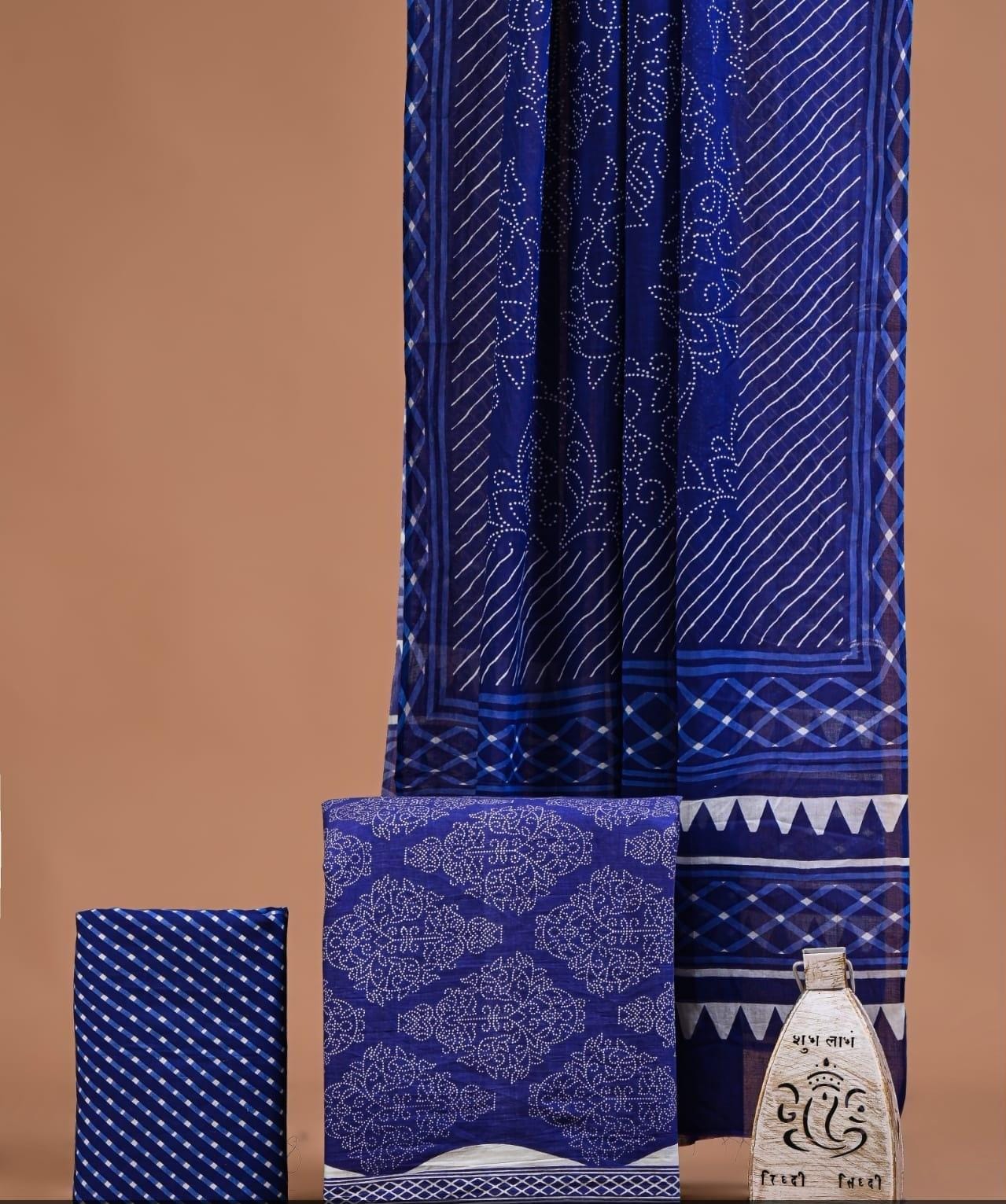 Jaipuri Print Cotton Suit With Cotton Dupatta