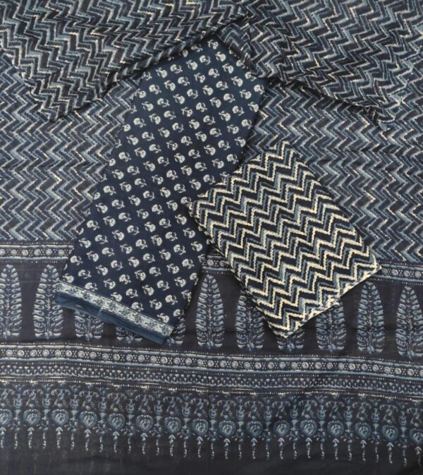 Jaipuri Print Cotton Suit With Cotton Dupatta