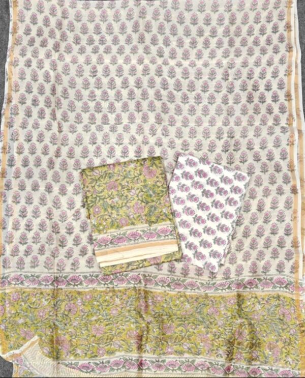 Hand Block Print Chanderi Silk Suit