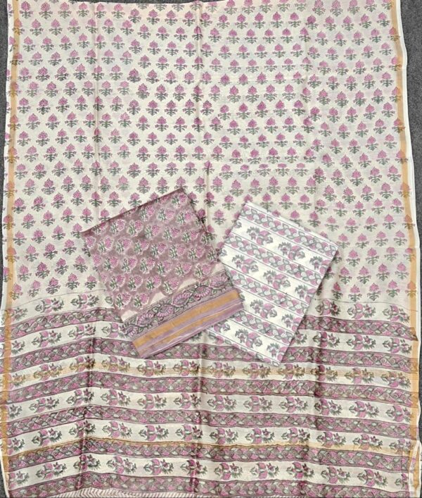 Hand Block Print Chanderi Silk Suit
