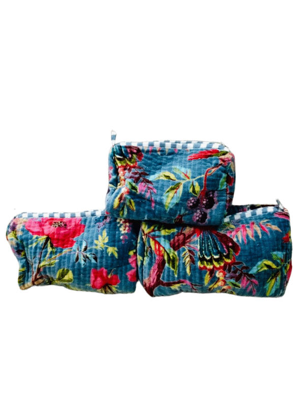 Jaipuri Print Velvet Makeup Bag