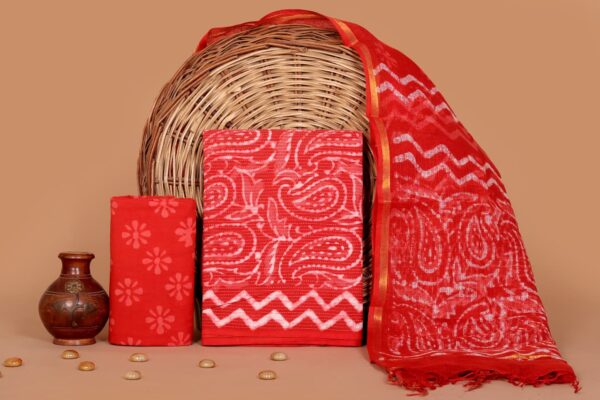 Hand Block Print Kantha Suit With Kota Doriya Dupatta