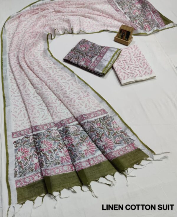Hand Block Print Linen Cotton Suit