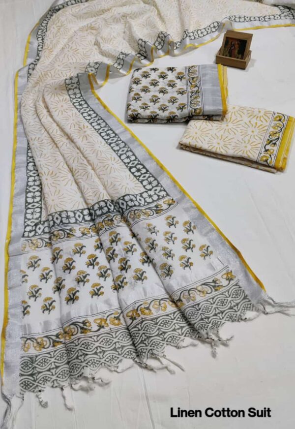 Hand Block Print Linen Cotton Suit