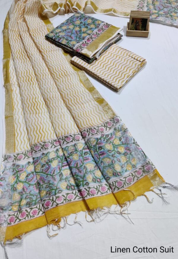 Hand Block Print Linen Cotton Suit
