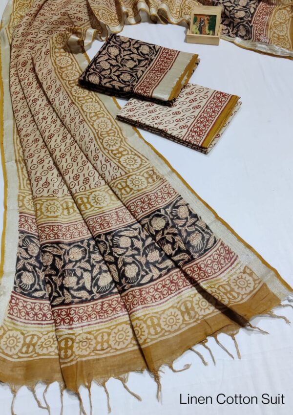 Hand Block Print Linen Cotton Suit