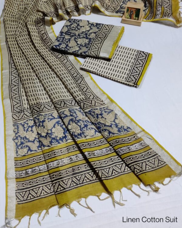 Hand Block Print Linen Cotton Suit