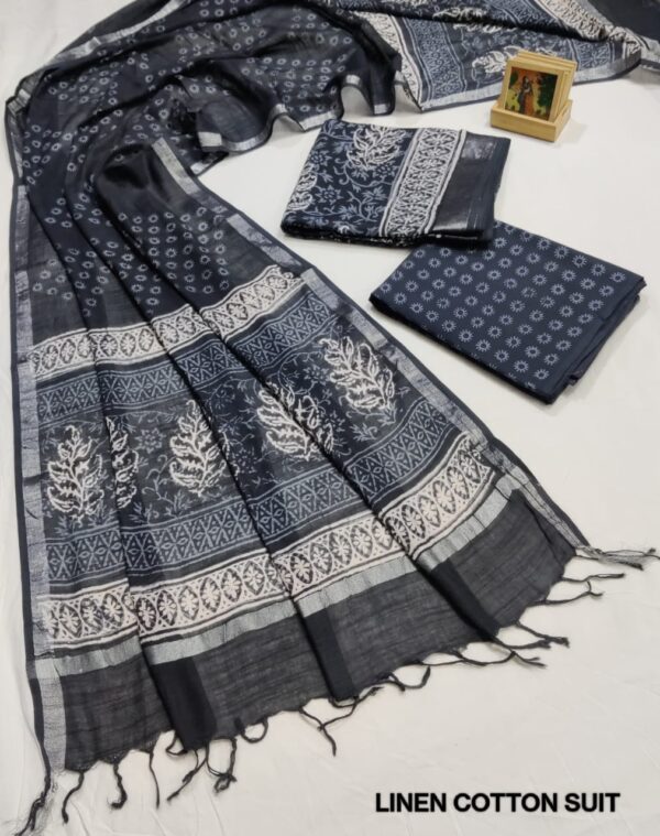Hand Block Print Linen Cotton Suit