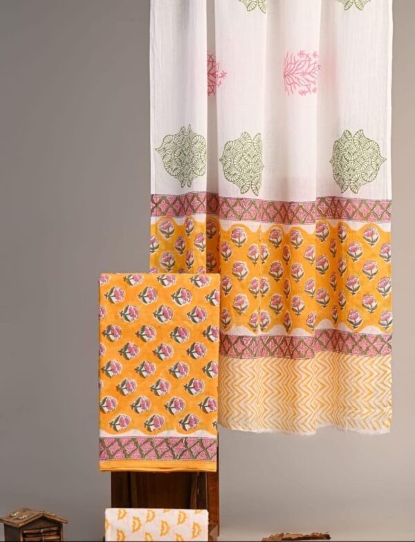 Block Print Cotton Suit With Cotton Dupatta