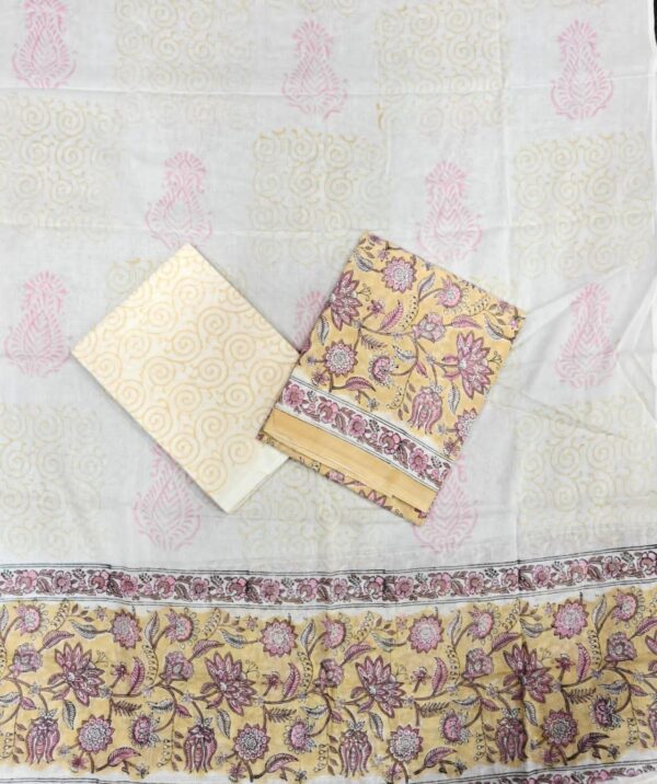 Block Print Cotton Suit With Cotton Dupatta